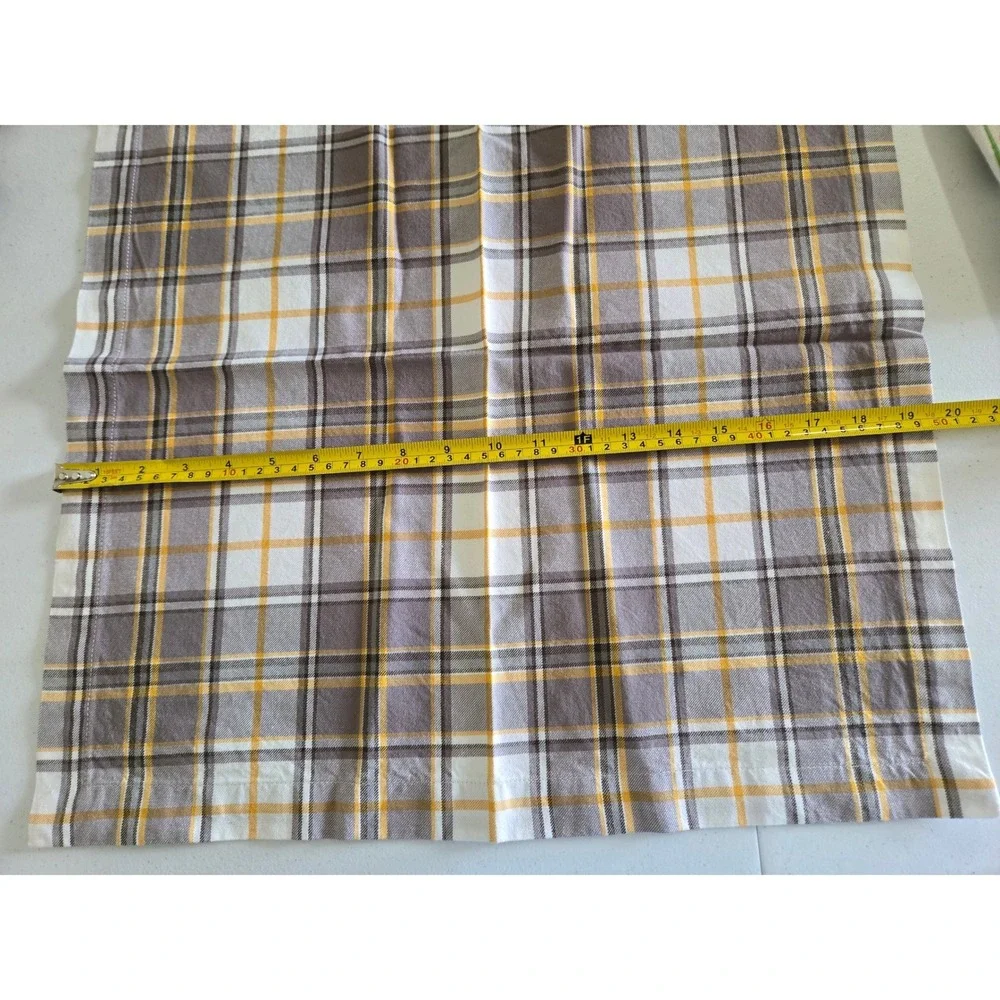 Sur La Table Plaid Cotton Napkins‎ Set of 11 Grey White Yellow 20x20 Farmhouse